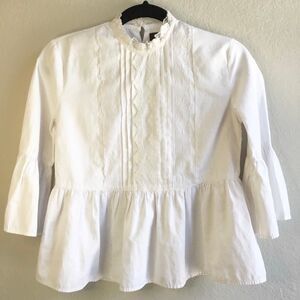 Atmosphere Prairie Country Cottagecore Modest White Lacey Retro Blouse Sz 2